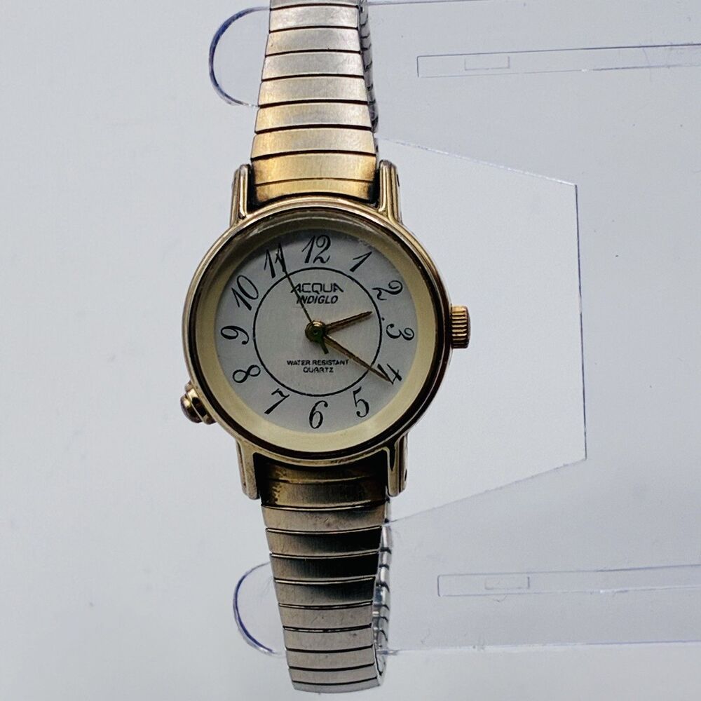ACQUA Indiglo Women's Gold Tone Quartz Watch Two-Tone Expansion Band Water